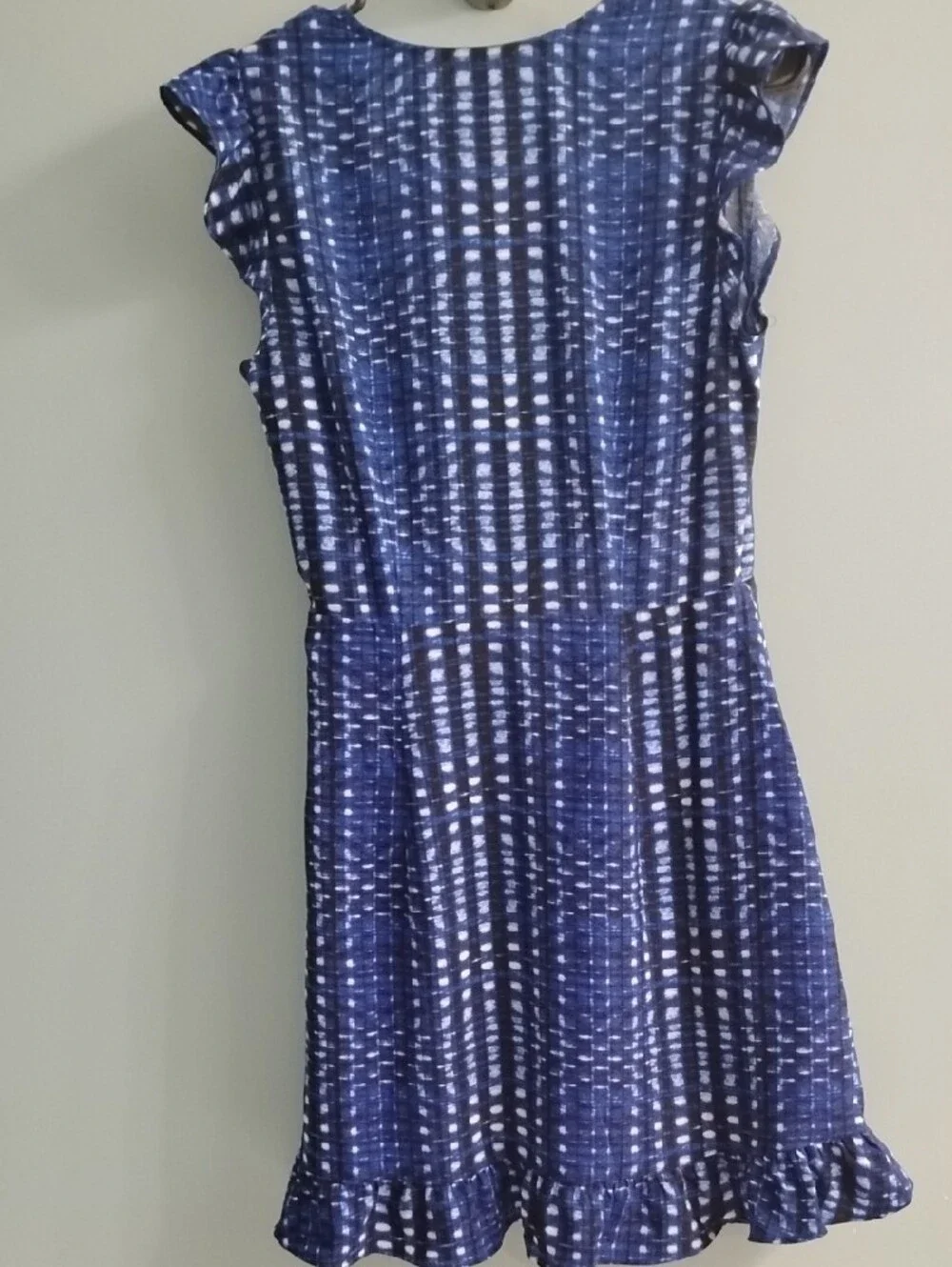 NWT LOFT Navy & White Printed Tie-Waist Midi Dress Size 0 - Picture 5 of 5